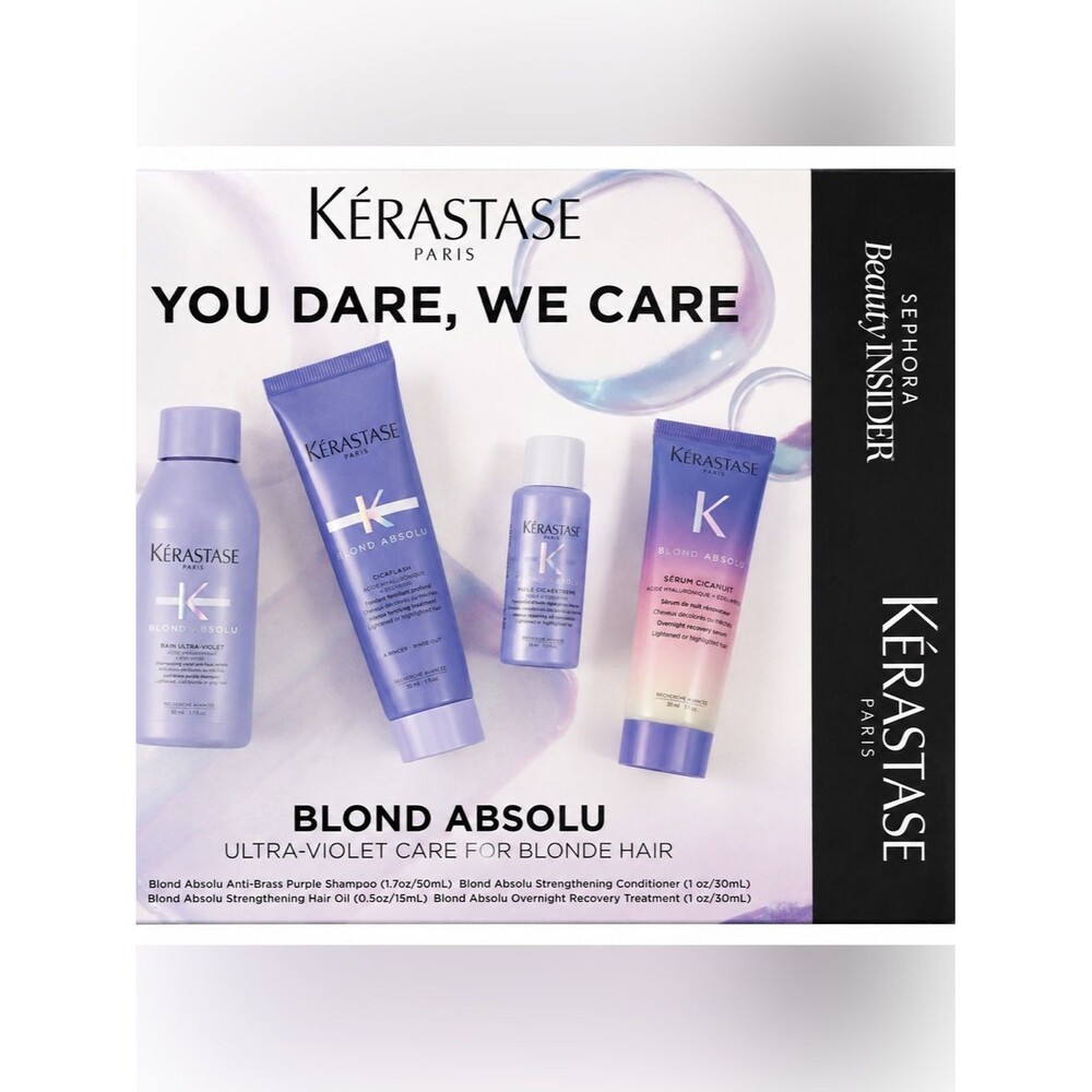 Kérastase Blond Absolu 4pc Hair Care Set Purple Shampoo Conditioner Seru